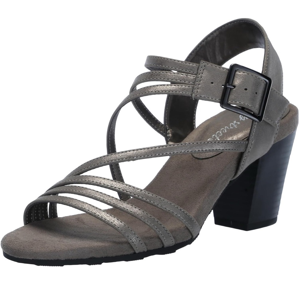 Easy Street Orien Heeled Sandal-Size: 8.5 Color: Pewter